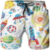 Muški svemirski raket Swim trunks Brze suho Swim Shorts Print Platl Shorts Shortwood S-3xl