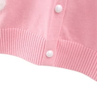 Gumb Baywell Girl Cardigan s dugim rukavima Grewneck Dumper Top Mekane pletene uniforme ružičaste 2-3y