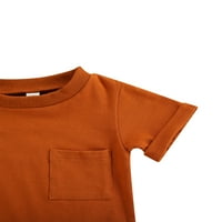 TODDLER Baby Boys Outfit Džepke majice kratkih rukava TOP + CRATString Camo kratke hlače Ljetna odjeća žućkasto smeđa 18- mjeseci