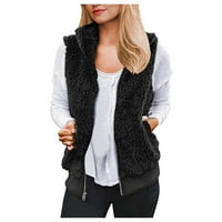MAMS jakna Ženska odjeća prsluci na zip bez rukava krzneni jesen zimski topli kaput s dva džepa za fitness