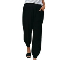 Zpanxa Womens Casual Pants Ravne noge Kartone elastične komičene hlače sa džepovima Plus size Work Works