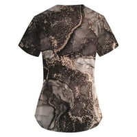 Ženski vrhovi okrugli dekolte otisnuta bluza Casual Women Ljeto majice kratkih rukava siva 4xl
