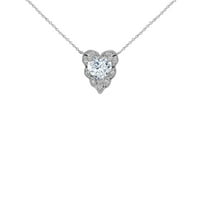 Dijamantni personalizirani kamen i ogrlica u obliku srca u bijelom zlatu: 10k privjesak sa 20 lancem