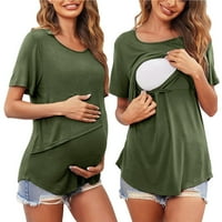 Majčinska odjeća za žene Fall Plus veličine Majzni vrhovi trudnice Žene njege Čvrsta boja okrugli vrat