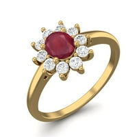0. CTS ovalno rubinsko staklo napunjeno halo Art Deco pasijans vjenčani ženski sterling srebrni prsten