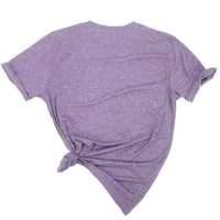 Cleance Ljeto Bluze kratkih rukava za žene Crewneck Fall Modni suncokret Print Pulover vrhovi ljubičasti