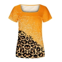Plus veličine za žene Nasleđeni modni leopard Ispiši patchwork Square Crat kratkih rukava Majica Redovna