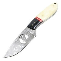 TheBoneedge Damask čelični oštrica lov nož za nož ručka s kožnim omotačem