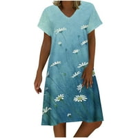 Ženska Comfy Cool Swing Haljina Slirance Summer Odjeća Vintage Cvjetni ispisani haljina Kratki rukav