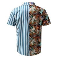 Haxmnou Fashion Muškarci Proljeće Ljeto Ležerne prilike plaže Striped Patchwork kratkih rukava Top bluziske