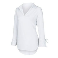 FVWitlyh T majice za žene T košulje Žene Solid Boja Bijela košulja Elegantni poslovni vrhovi Duge casual