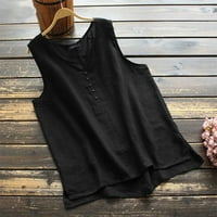 Ženski bluze Okrugli izrez Slatki tenk čvrsti ženski plus majice bez rukava na vrhu crne l