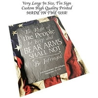 Urbalabs 2. Amandman Bear Arms USA zastava METAL TIN BAR DEAR DECORS ukras metalni znak za spavaću sobu
