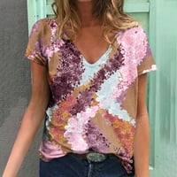 Ljetna ušteda odjeća Loopsun Žene Ljeto tiskane bluze Teers Casual V-izrez kratkih rukava s kratkim