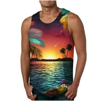 Yuwull Muški cvjetni tens Najbolji majice bez rukava s cijelim printom Casual Sport T-majice Hawaii