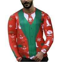 Cotonie Dukseri za muške smiješne božićne grafičke vrhove Okrugli vrat dugih rukava majica