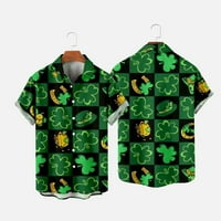 Bextsrack Muška košulja St. Patrick's Day Print Casual Shortsleeve Novelty Button-Down Havajske košulje