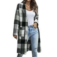 Zimski kaputi za ženske modne vunene ljuljačke kapute Žene Ležerne prilike V rect dugme dugački jakna