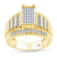 Bijeli prirodni dijamant nevidljivi prsten u čvrstom zlatu