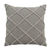 Fannco Styles Diamond Tufted Pamučni ukrasni jastuk za bacanje 20 W 20 L - kofer jastuka sive rešetke
