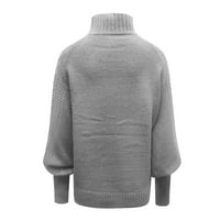 Duks pulover za žene dame, džemper od sredinog vrata, dugim rukavima, džemper od pukotine u boji, pulover