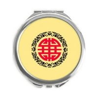 Okrugli tradicionalni kineski karakter ručno kompaktno ogledalo okruglo prenosivo džepno staklo