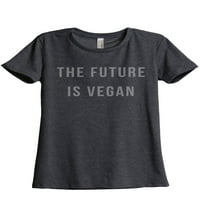 Budućnost je veganska ženska modna opuštena majica Tee ugljen sivi veliki
