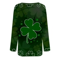 Taqqpue dugih rukava za žene, plus size Crewneck Dukserice Lucky Green Shamrock Ispiši irske majice