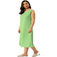 Eloria Women Tunic Top Maxi bez rukava Okrugli vrat Ležerne haljine Boja: Svijetlo Zelena Veličina: