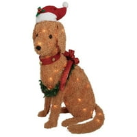 Visok - Lampica za odmor Zlatni pas sa vijencima, santa šeširom - čista svjetla - pred-lit za praznični božićni dvorišni na travnjaku
