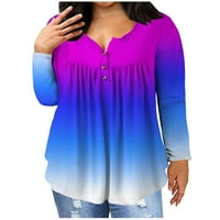 Zunfeo Fall majice za žene - Trendi gradijent labav fit dugi rukav V-izrez pulover plutaju plutajuže