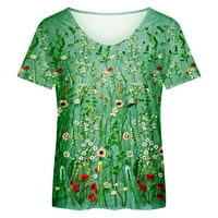 Fjofpr Ženska odjeća Žene Ljeto tiskane majice kratkih rukava okrugli vrat casual vrhovi