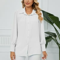Ženska jesena moda, žene plus veličine vrhova majica dolje majice Žene pune dugih rukava okrugla vrata modna casual bluza majica gornja jesena ušteda za čišćenje bijele boje