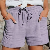Uorcsa svestrana casual prozračna čvrsta ličnosti kratka džepna plaža pokriva ženske hlače ljubičaste