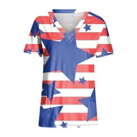 Yubatuo Dan nezavisnosti Žene vrhovi modni casual labav ispis kratki rukav V izrez T-majica Top