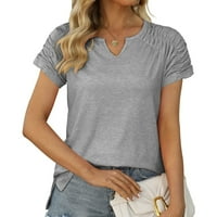 Žene ljetne vrhove Casual V izrez T košulje kratkih rukava Loop Flowy Grey XL