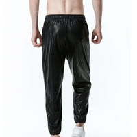 Fartey muški metalik sjajni džepovi za elastične strugove Sparkle Slim Comfy hlače s nacrtajućim pantalonama