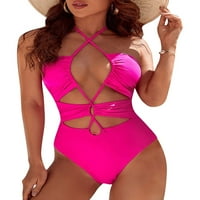 Eyicmarn ženski bikini, laciranje Halterneck-a, čvrstim slanim ljetnim kupaćim kupaćim kostim kupaćim
