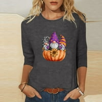 Halloween majice za žene, Halloween Ženski rukav vrhovi lakta dužine čamca Boatneck Slatka pukotina