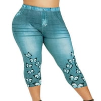 Glonme Dame Capri gamaše Tummy Control Fau Traper Pant Butt Lifting Lažni Jeans Sport Slim Fit olovke