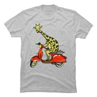Giraffe na moped Muškim stazama Atletski heather Krem grafički tee - Dizajn ljudi s