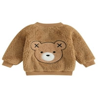 Huakaishijie Toddler Baby Girls Boys Fleece Jacket kaput medvjedi vez plišani patentni zatvarač topla