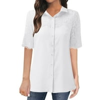 Nova ženska modna majica kratkih rukava od čipke u obliku tassel talasa košulja Colla gumb dolje majica