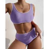 Kupaći kostimi za žene kupaće kostime pokrivaju mi ​​i meč razdvaja Halter Beach Purple L