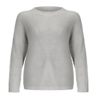 GLONME Jumper za dugih rukava za žene labav putni džemper topla posada pulover sive s