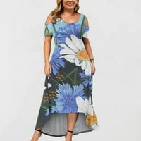 Žene Velike veličine Dress Crw Crw Off ramena Kratki rukav Ispiši Ležerne suknje Haljina Summer Haljina