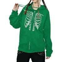 Zlekejiko dame džemper zip up hoodie rhinestone skeleton 90s ulični gornji kaput