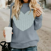 USMIXI WOMENS Dukseri Ženski džemper Dame Moda labavi pleteni pulover Duks vrhovi zimski povremeni srčani