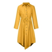 Ženska majica Zunfeo haljina - Maxi haljina rever od punog dugih rukava Proljeće Ljeto Fit & Flare tanka