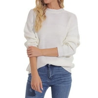 Njshnmn Fall džemperi za žene pletene dugih rukava za posadu Stretch pad padajućeg pulover džemper,